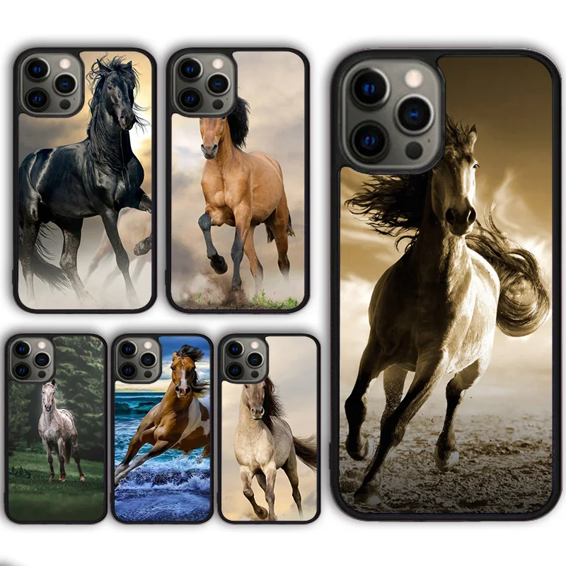 Galloping Horse Phone Case Cover for iPhone 16 15 SE2020 13 14 11 12 Mini Pro Max 6 7 8 Plus  coque fundas Shell