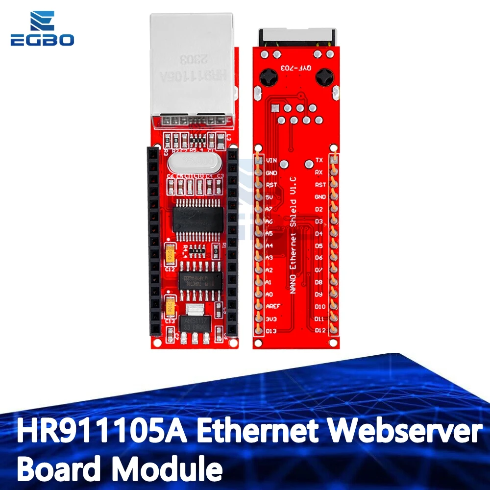 EGBO Nano V3 Ethernet Shield ENC28J60 Microchip HR911105A Ethernet Webserver Board Module for Arduino Nano 3.0