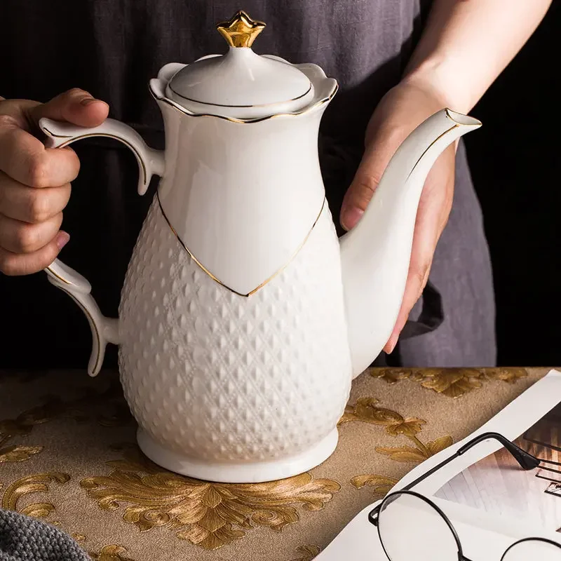 European Ceramic Water Pitcher Large Capacity Heat Resistant Filter Water Jug Household Drinking Tableware Home Supplies