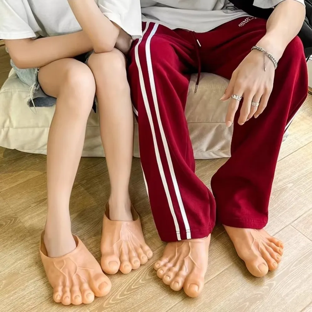 1 Pair Simulation Funny Slippers Novelty Style Tricky Design Barefoot Shoes Synthetic Rubber Performance Shoes Prank Scenarios