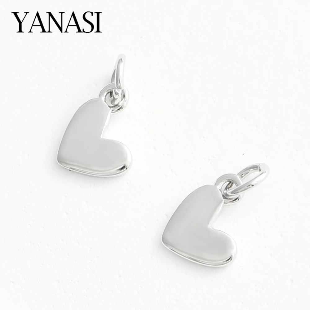 4PCS 9*9MM Heart Charms Pendants 18K Gold/Rhodium Color Brass Jewelry Making Materials Wholesale Accessories For Women