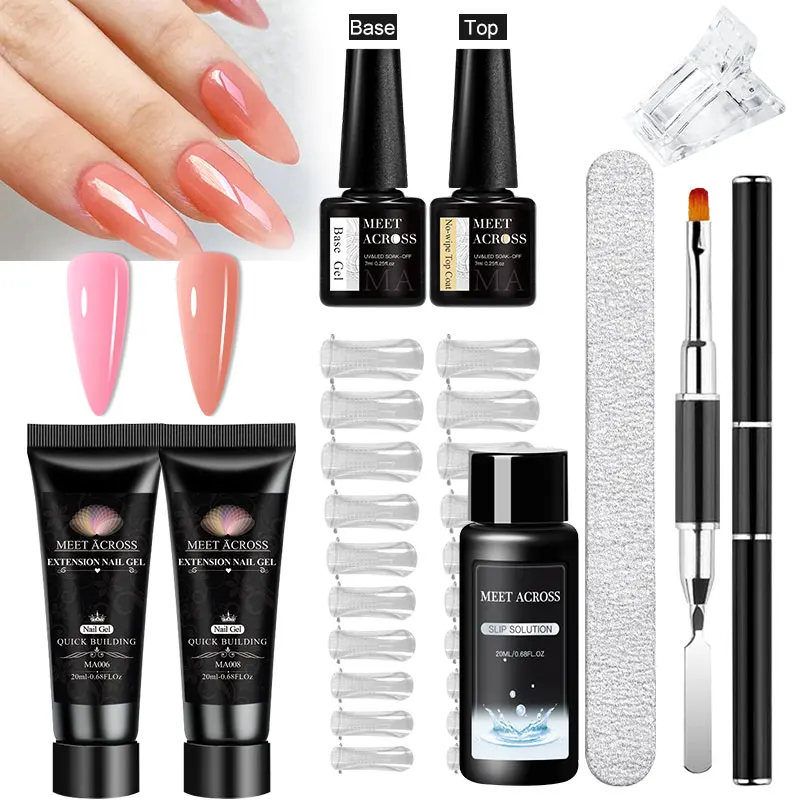 MEET ACROSS 20ml Quick Extension Gel Kit For Nails Gel Nail Extension Set Slip Solution Acrylic Gel Polish Nail Art For Manicure