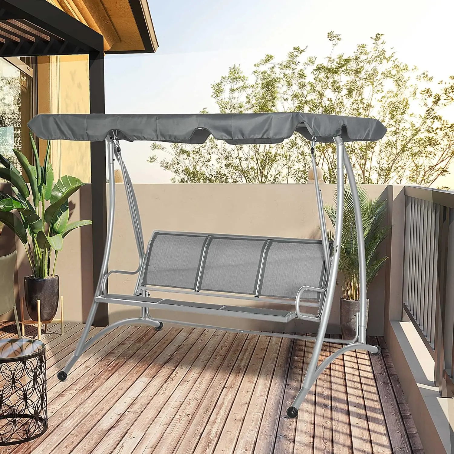Adjustable Canopy, Breathable Seat, and Steel Frame for Garden, Poolside, Backyard, Beige