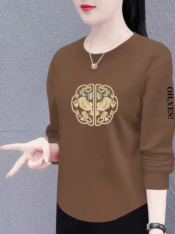 

Loose Long Sleeve Mommy Style Tops for Middle-Aged And Elderly Women Casual Comfortable plus Size T-Shirts Weight Concealing ...