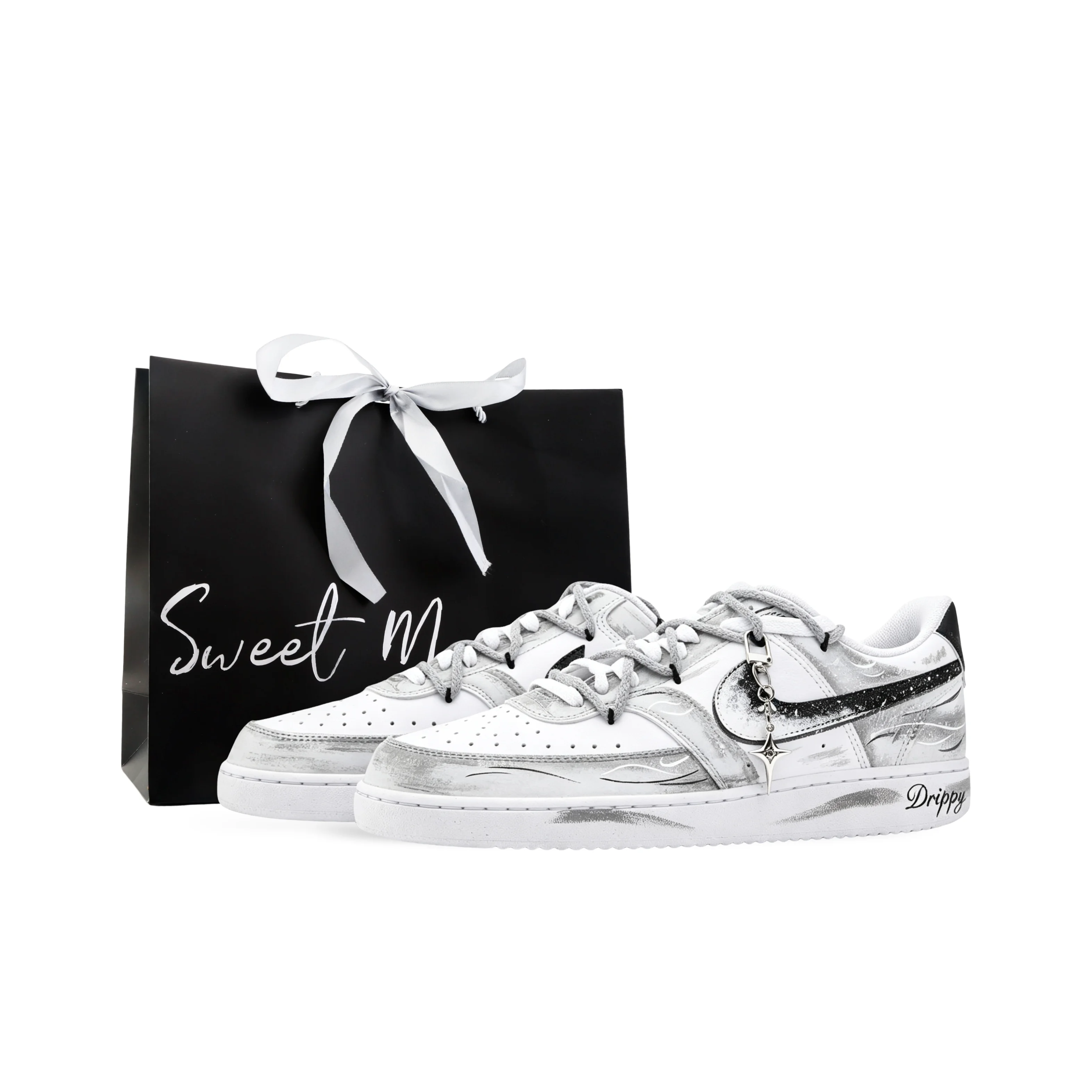 Nike Court Vision 1 Skateboard Shoes Unisex Low Top Black/White/Gray