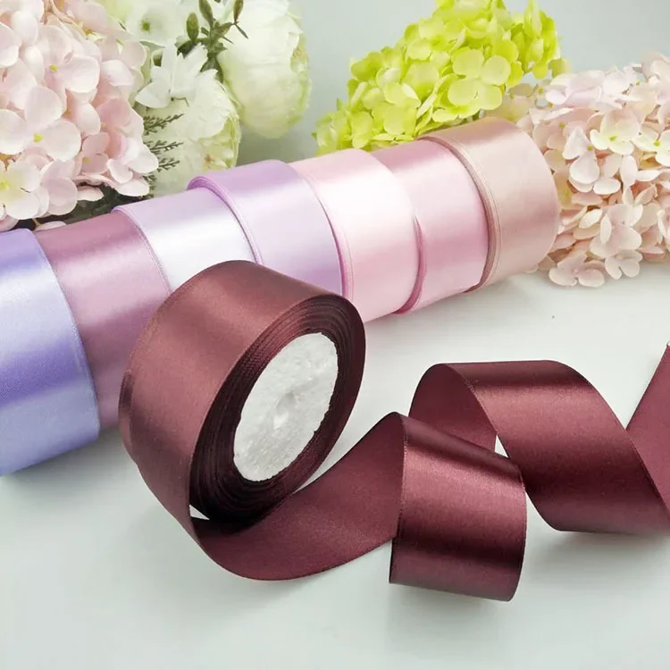 Wedding Birthday Party Decorative Satin Ribbons White Black Blue Pink Purple Green Red Orange Yellow Silk Satin Ribbons 22Meters