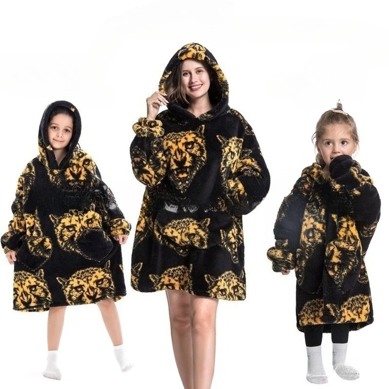 

TV Blanket Hoodie Super Long Flannel Blanket with Sleeves Oversized Winter Hoodies Sweatshirt Pullover Home