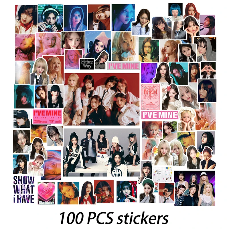 100pcs/set Kpop IVE Sticker Postcard New Album Korean Fashion Cute Group Idol Cards Photo Prints Pictures Fans Gift