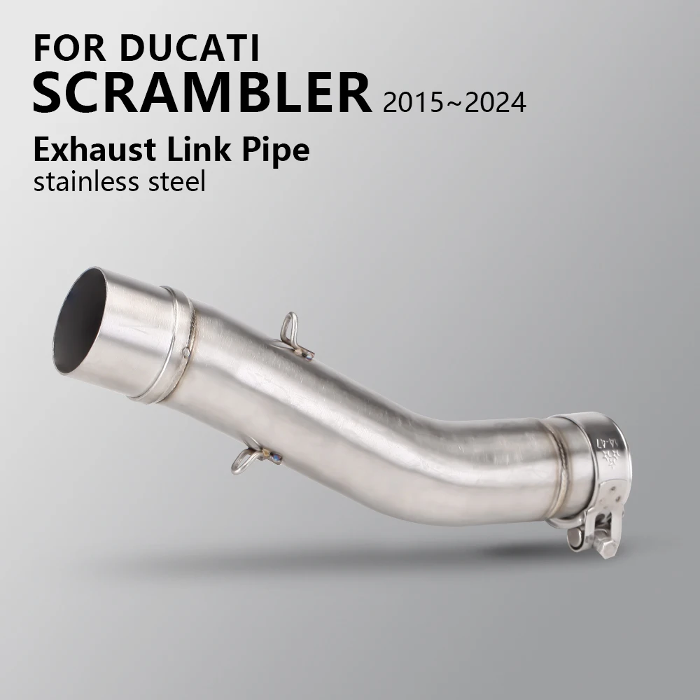 

Motorcycle System Exhaust For Ducati Scrambler 800 821 2015-2024 Escape Moto Modify Double Hole Middle Link Pipe 51mm Interface