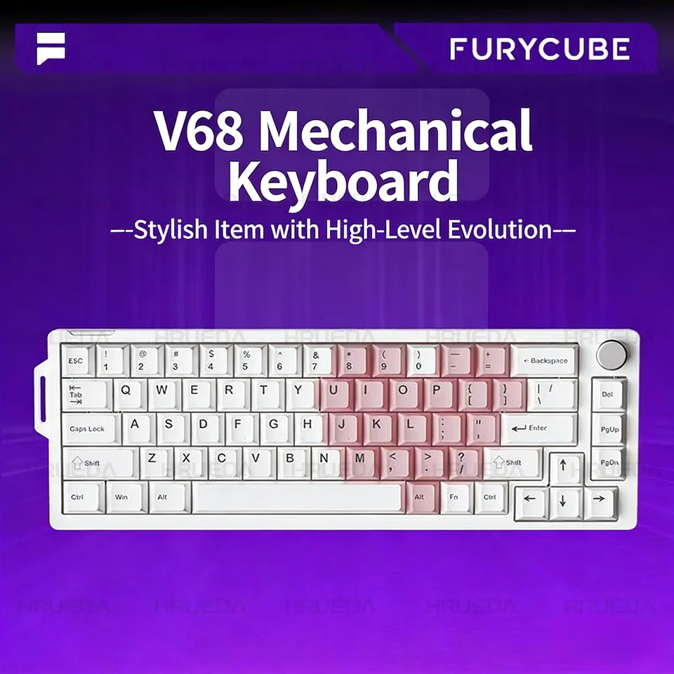 FURYCUBE V68 Hot-Swappable Mechanical Keyboard Smart Volume Knob