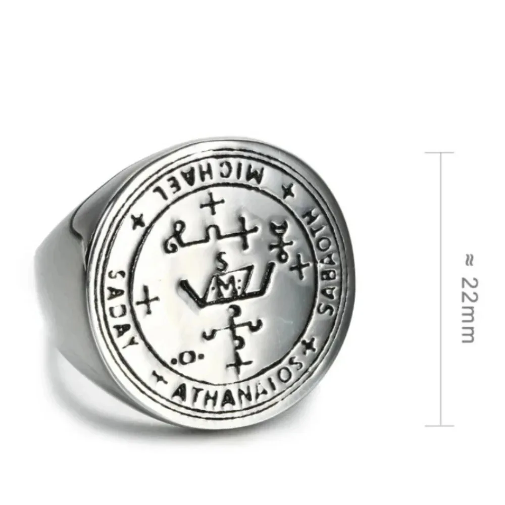 Archangel Solomon\'s Rings Amulet Symbol Stainless Steel Finger for Men Him StarofDavid Jewelry US Size 7-14
