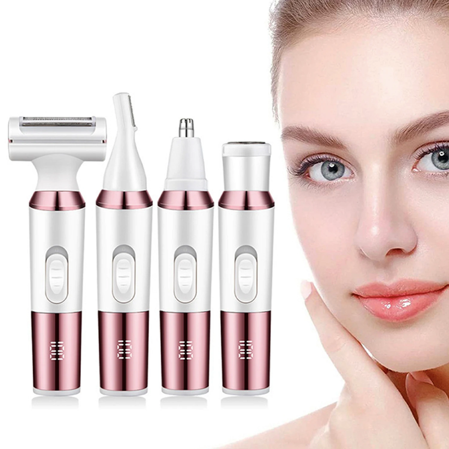 

Женский триммер для волос на теле, электрическая женская бритва, бритвы для волос под мышками, ног, бикини, эпилятор для волос, грумер 4-в-1, средство для удаления волос на теле