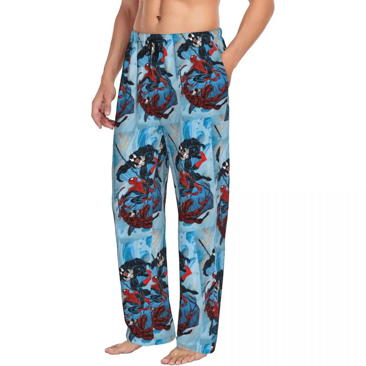 Custom Printed Venom Pajama Pants Men Aggressive Sleep Sleepwear Bottoms with Pockets