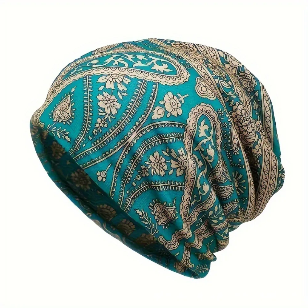 Contrasting Colors Pullover Hat Plaid Print Scarf Pullover Hat Casual Hedging Cap Multifunctional Turban Hats Autumn and Winter