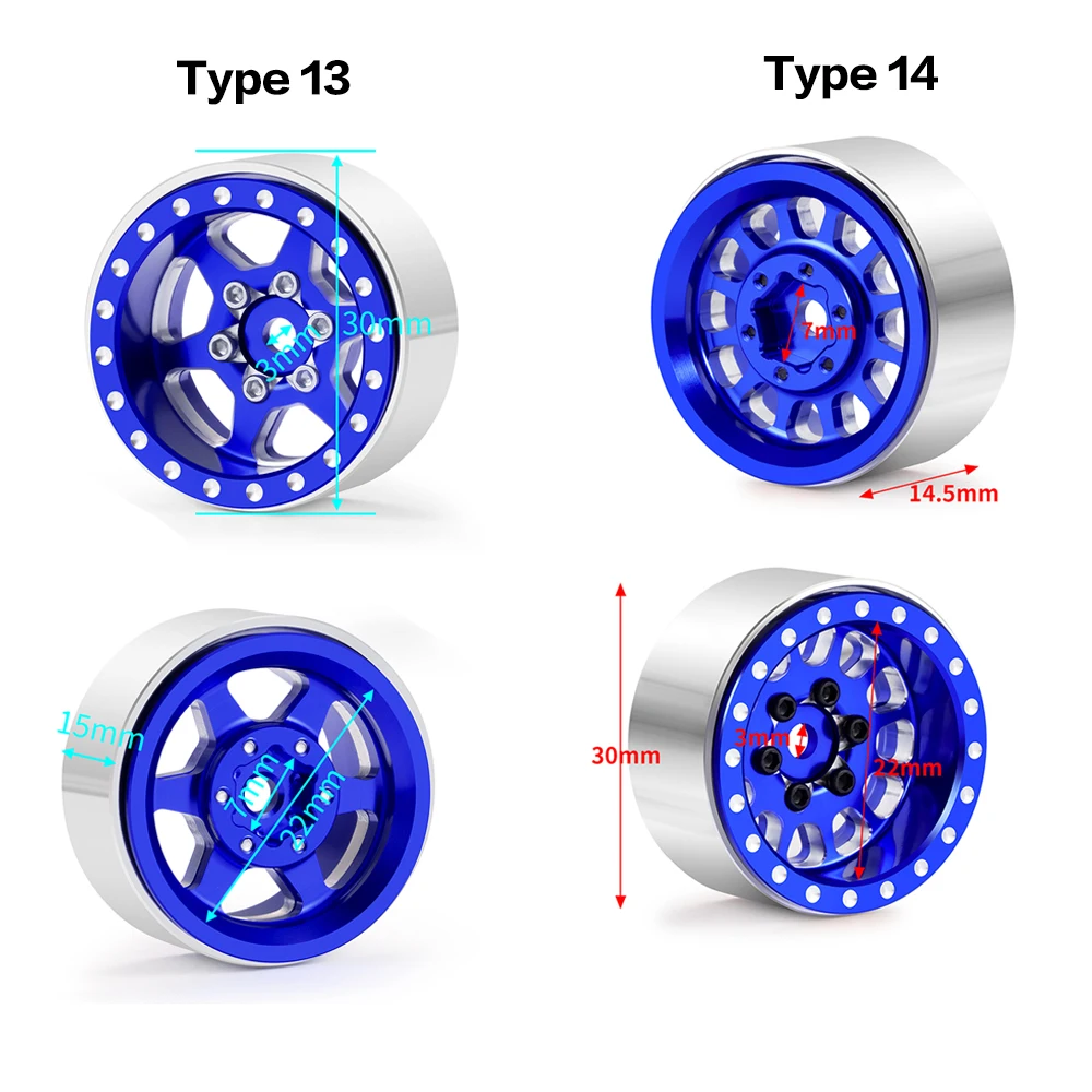 MIBIDAO 4Pcs Silver Micro 1.0inch Metal Beadlock Wheel Rims Hubs for TRX-4M Axial SCX24 1/24 RC Crawler Car Upgrade Parts