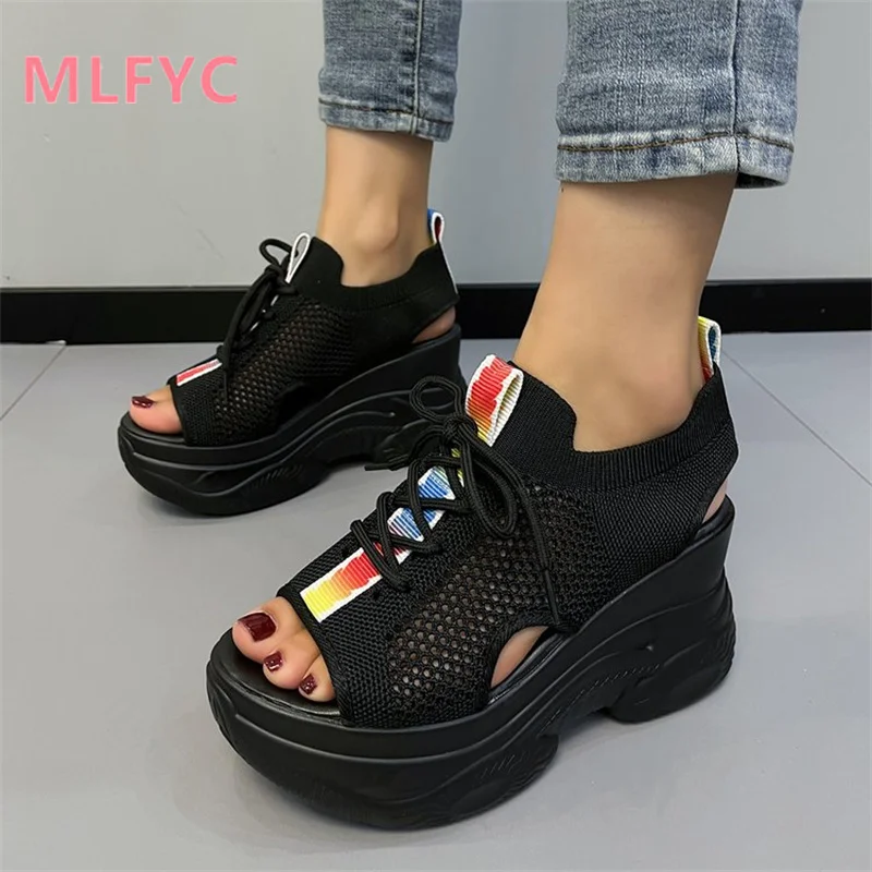 Women's Summer New Thick Sole Soft Sole Casual Flat Bottom Beach Sandals Women's Simple Fish Mouth Sandals Sneakers Mujer