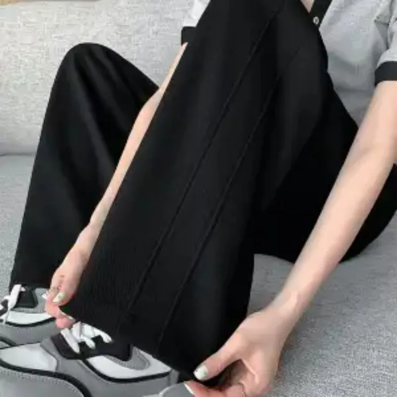 Women High Waist Banana Wide Leg Sweatpants Drawstring Loose Straight Casual Trousers Good Drape Autumn Winter Bottoms