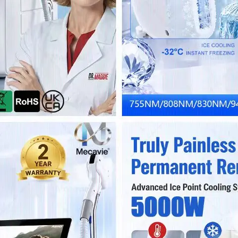 Desktop White Single Handle Diode Laser Hair Remover, Permanent Painless Hair Removal Salon Home Professional Beauty Equipment
