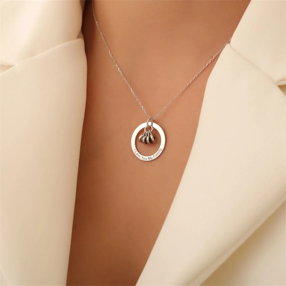Engraved Name Circle Necklace Personalized Wedding Jewelry Custom Multiple Birthstone Grandma Mom Necklace Eternal Choker Gift