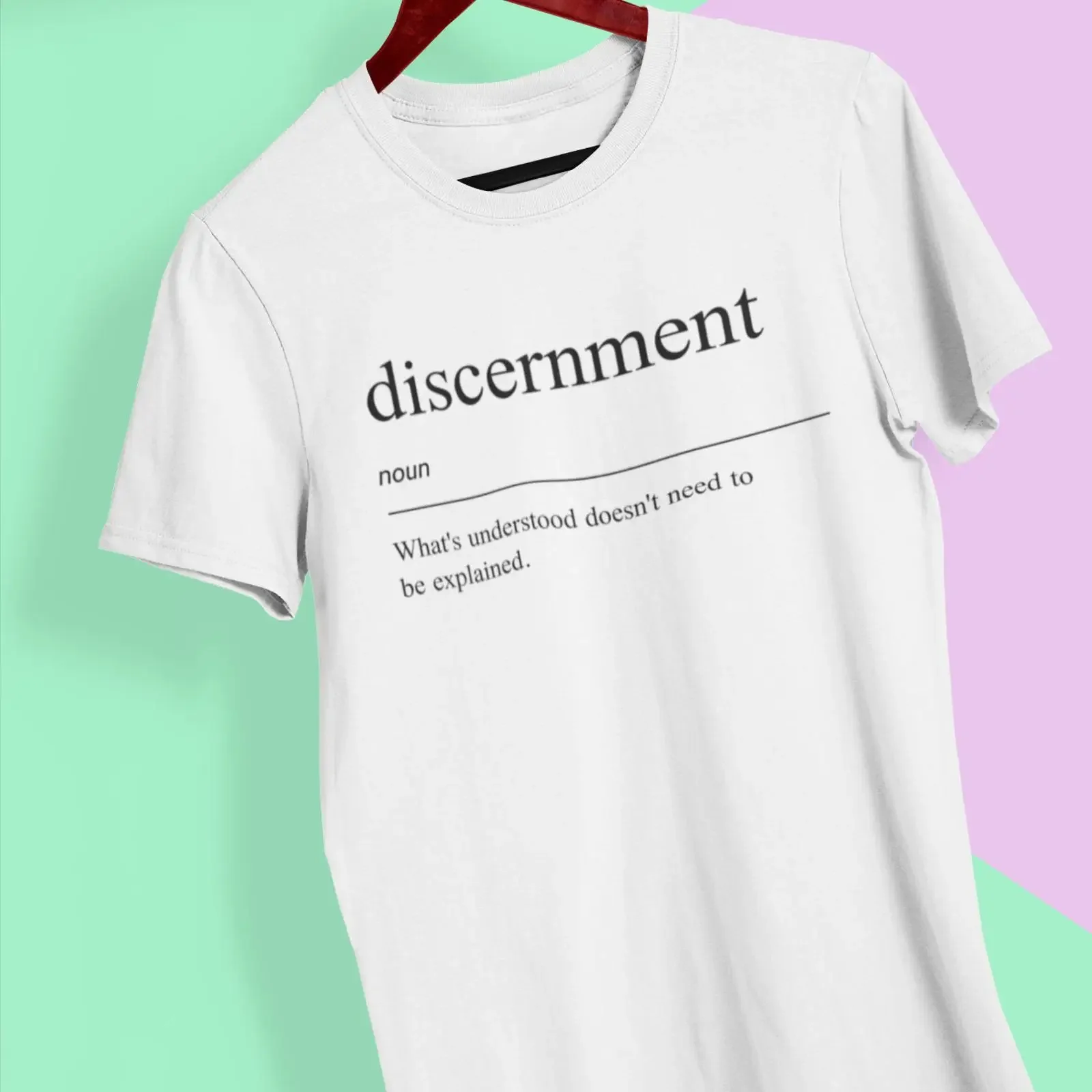 T-shirt Discernment vintage délavé pour homme, extensible, polyvalent, doux, confortable, respirant, avec motif graphique, idéal pour le quotidien