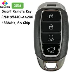 KEYECU OEM Smart Remote Control Car Key With 4 Buttons 433MHz 6A Chip for Hyundai Elantra 2020 2021 Fob 95440-AA200 MBEC4FOB2004