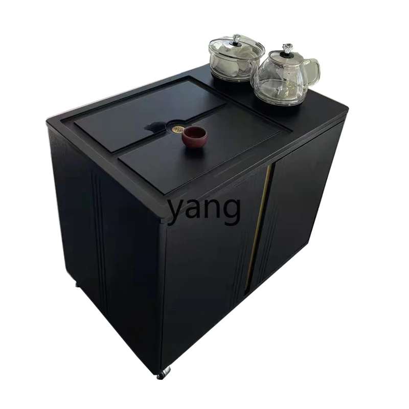 LMMModern Minimalist Home Balcony Rotating Tea Cart Tea Brewing Integrated Set Living Room Mobile Tea Table
