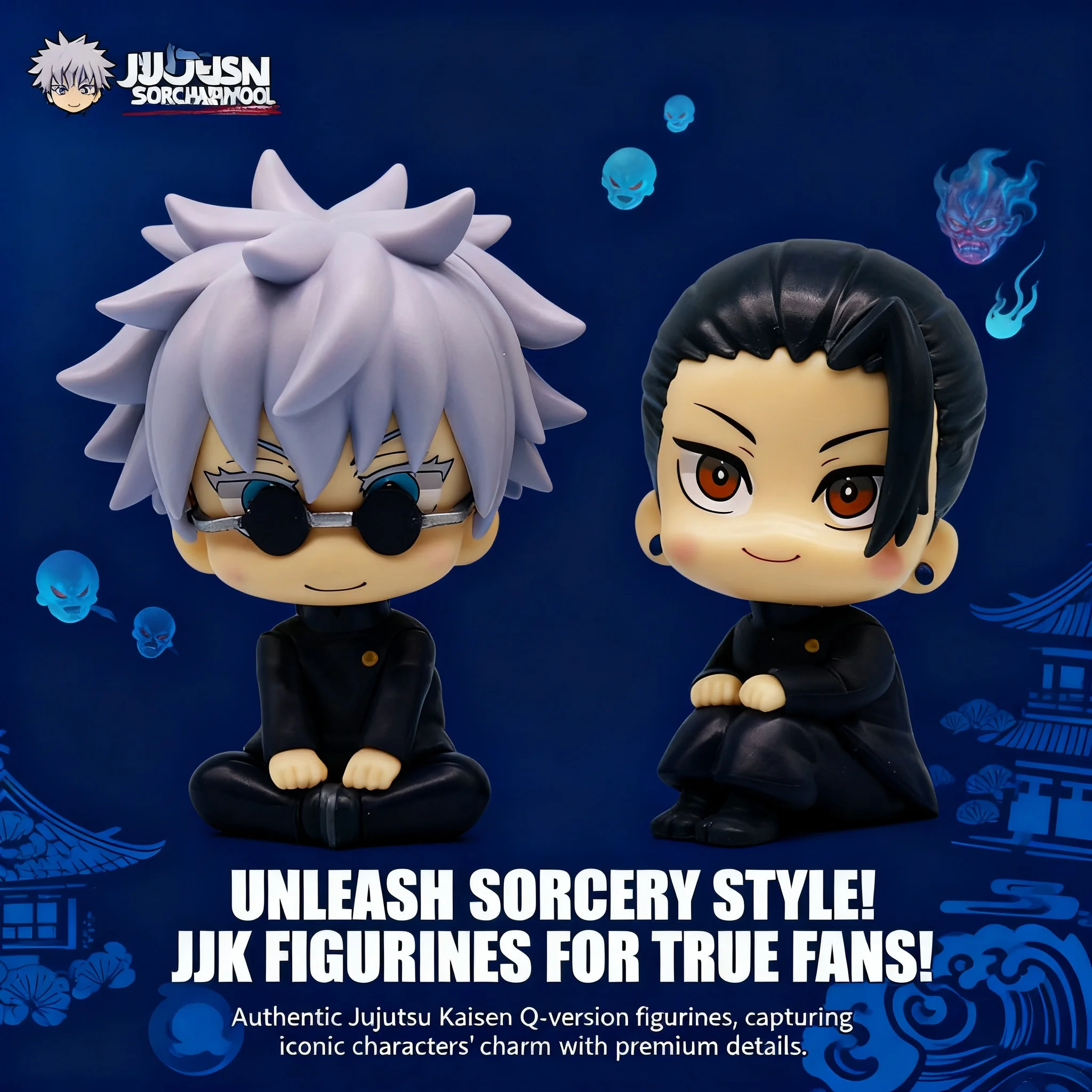 

Q Version Anime Figure Collection Cute Big Head Doll Statue Jujutsu Kaisen Satoru Gojo Suguru Geto Blue Lock Gintama Action