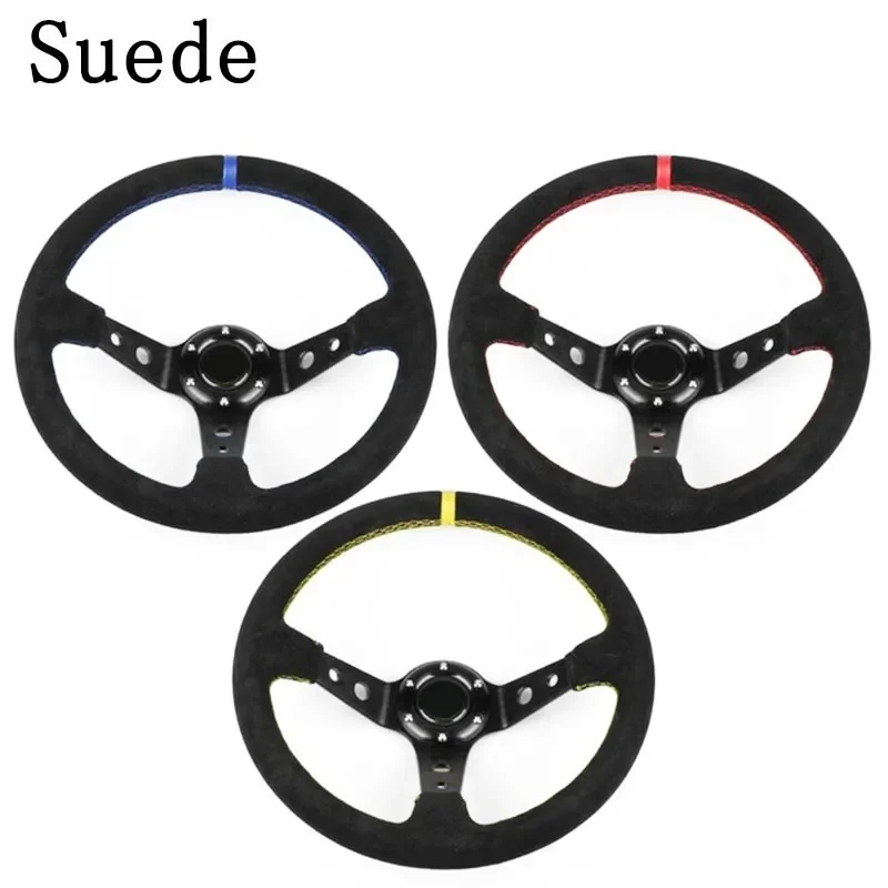 Universal 350MM Suede Steering Wheel  Leather Steering Wheel Drift racing type High quality Suede/PVC Style