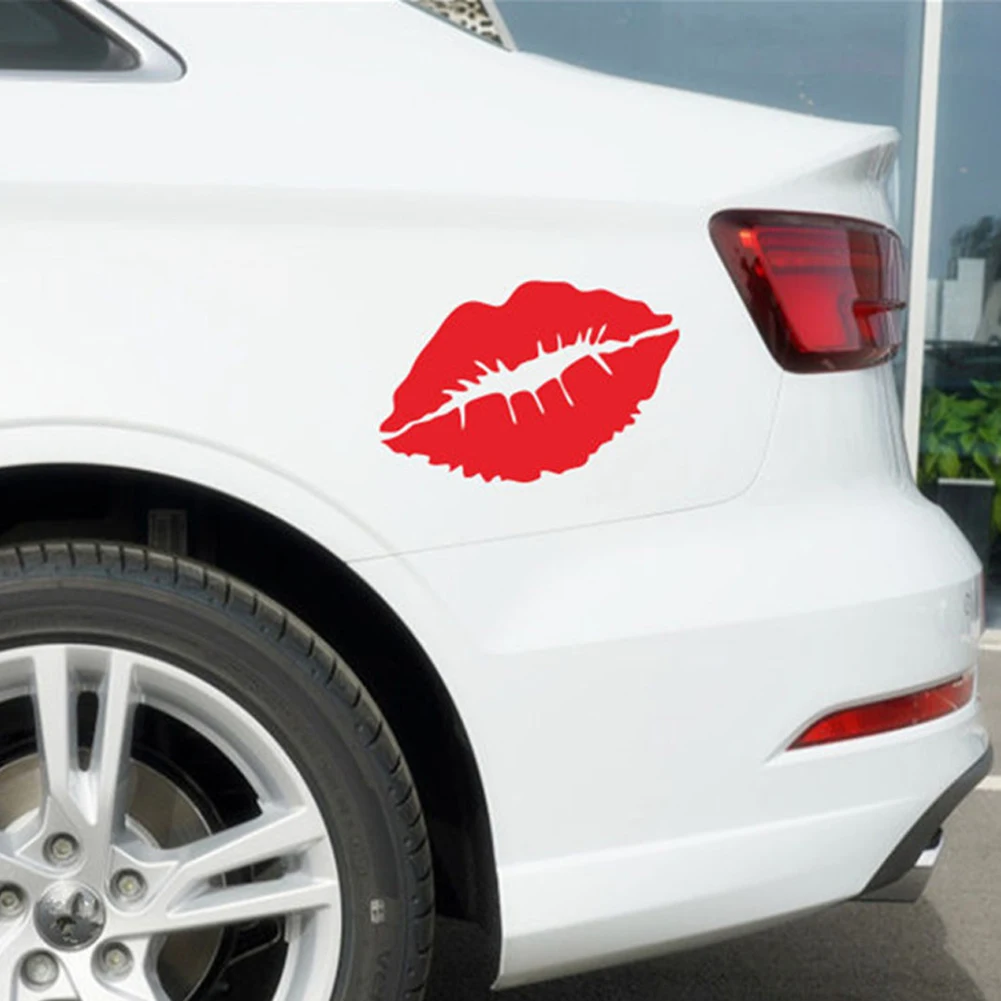 Red Lip Kiss Stickers Car Styling for Auto Car Bumper Window Vinyl Decal Sticker Decals DIY Decor 8x4cm Sexy Car Accessories