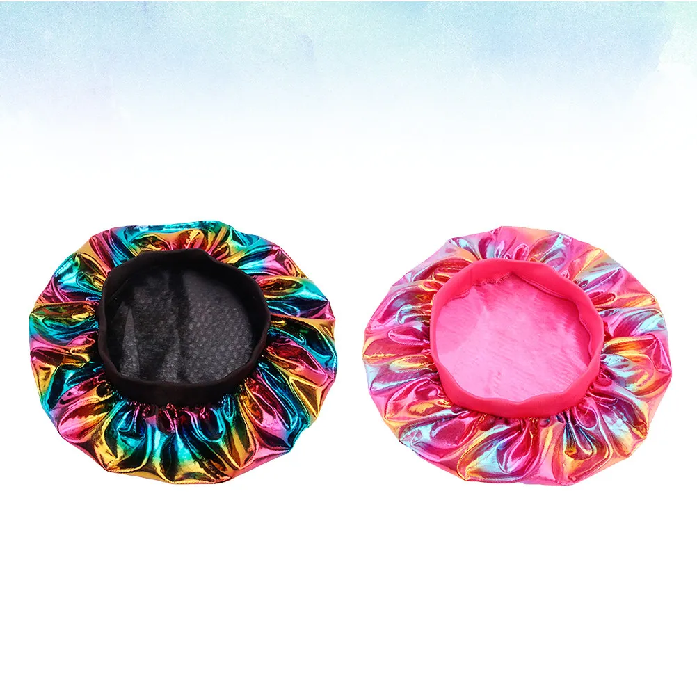 2Pcs Stretchy Sleep Bonnet for Women Soft Comfortable Hair Keeping Cap Night Use Makeup Wash Face Wide Elastic Chemotherapy Hat