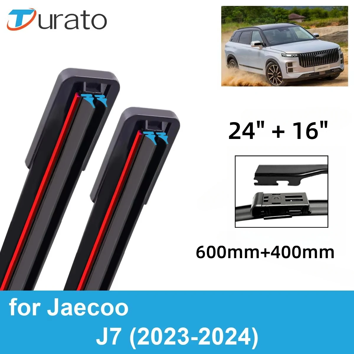 

Car Wiper for Jaecoo J7 2023-2024 24" + 16" Front Rear Wiper Blades Brushes Cutter Accessories 2023 2024