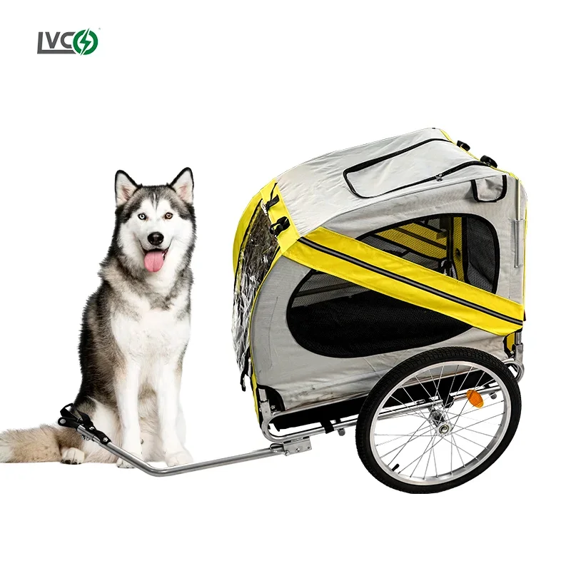 LVCO large pet bike trailer cat dog stroller folding outdoor riding travel trailer for dog cat 36v electric bike accessory