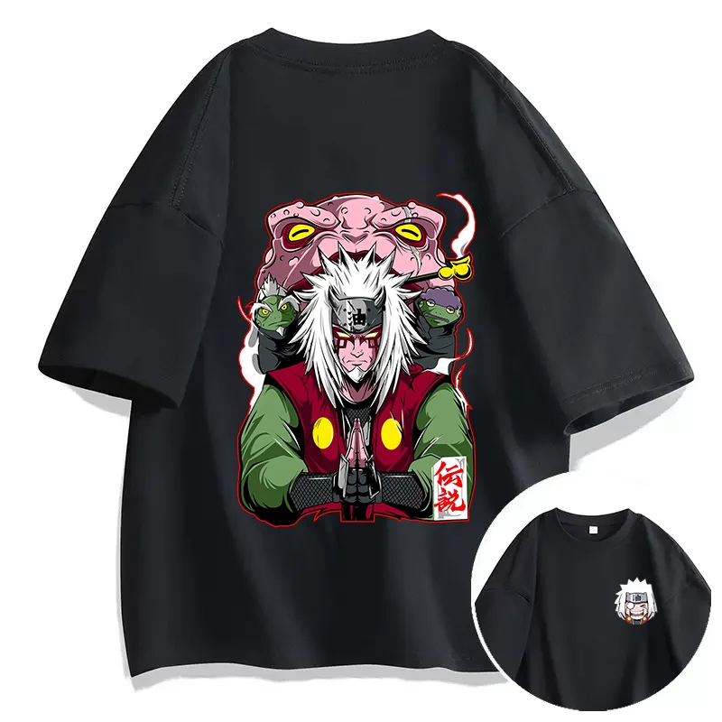 (Uniqlo) Anime Naruto Pure Cotton O-Neck T-shirt Jiraiya Printed Men and Women T-Shirt Leisure Sports Street Student Couple Tees