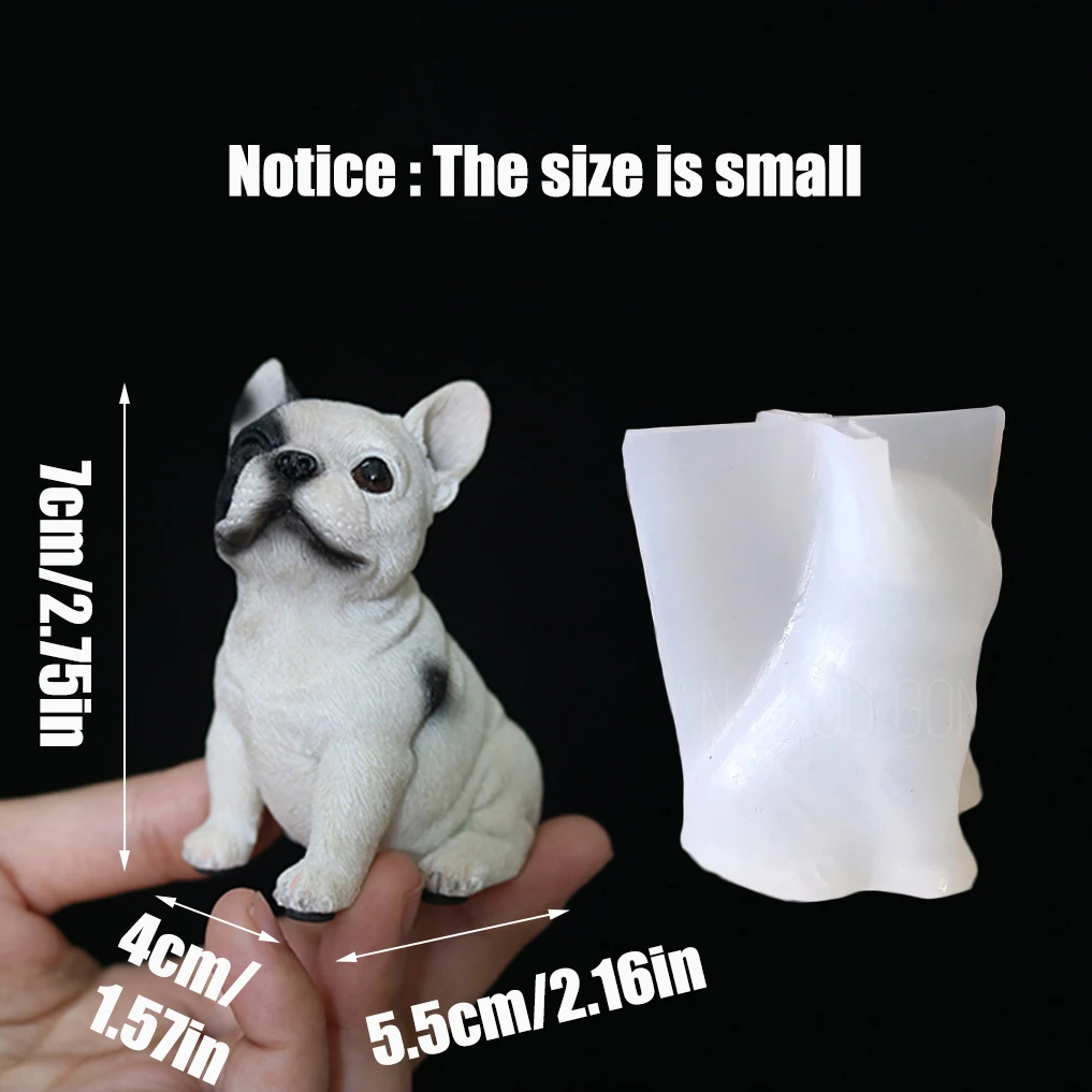 Epoxy Dog Silicone Molds 3D Plaster French Bulldog Home Decoration Candle Mold Home Decorative Emulational Animal Resin Mould