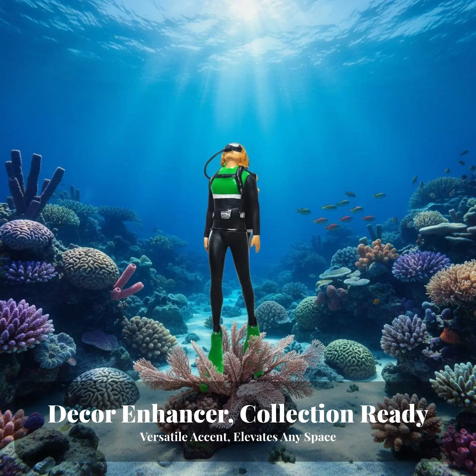 

1:64 Scale Diver Model Collectible 1:64 Scale Resin Diver Tiny Underwater Scene Figure High Intricacy Realistic Design