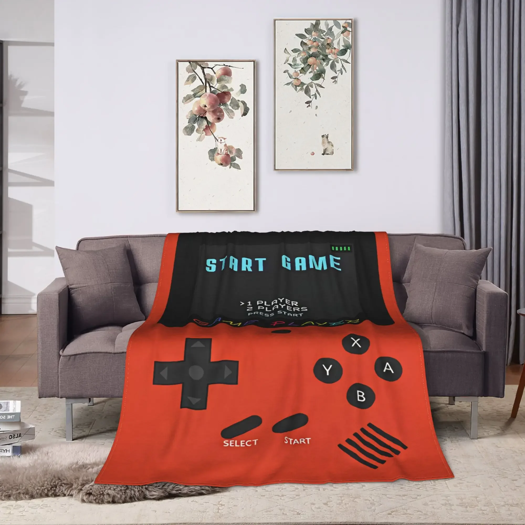 Games Console 2D Flat Cartoon Blanket  Warm Soft Fluffy Plush Throw Blanket For Kids Bedroom Flannel Bedspread Bed Cover