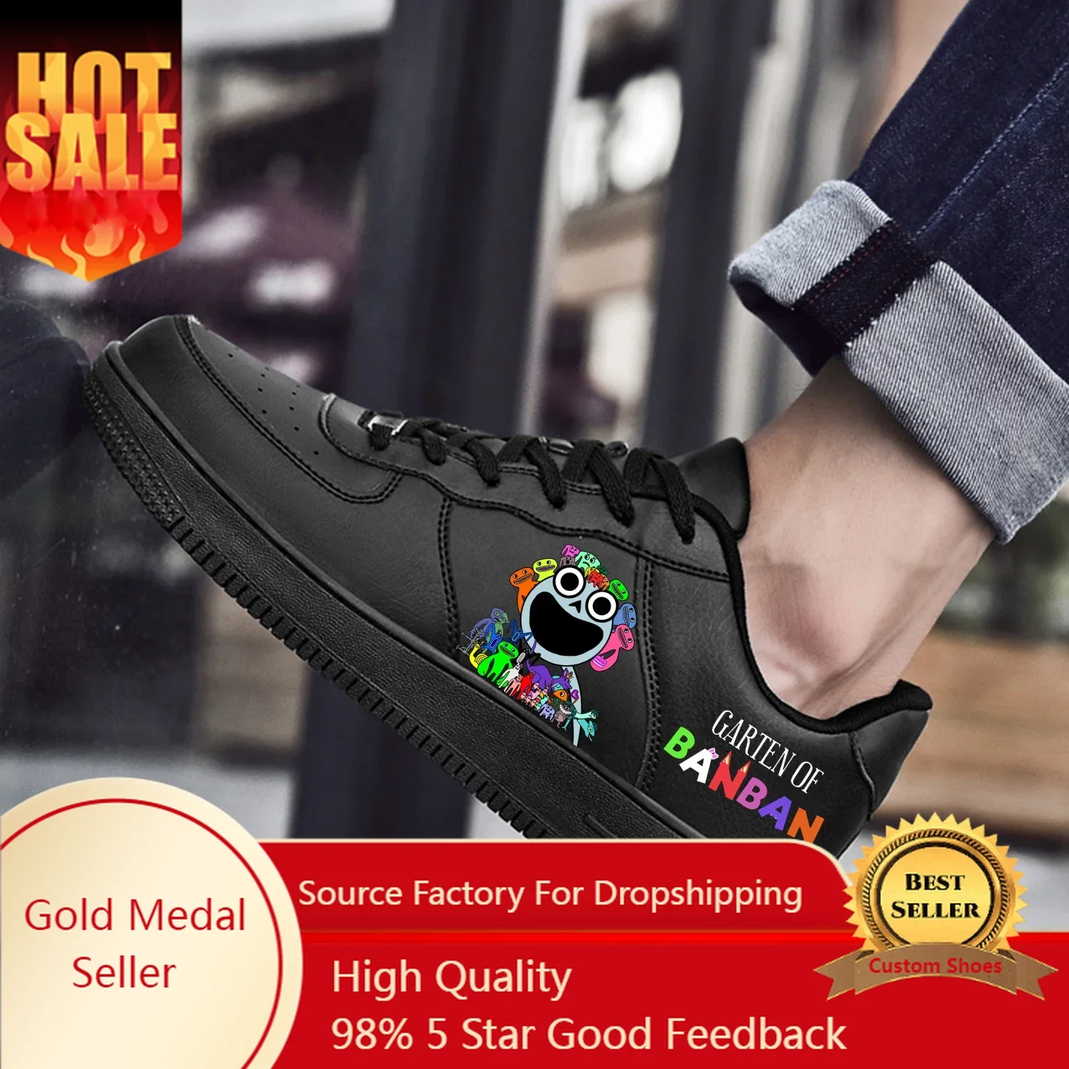 

Garten of Banban AF Basketball Cartoon Game Mens Womens Sports Run High Quality Flats Force Sneakers Lace Up Mesh Custom Shoes