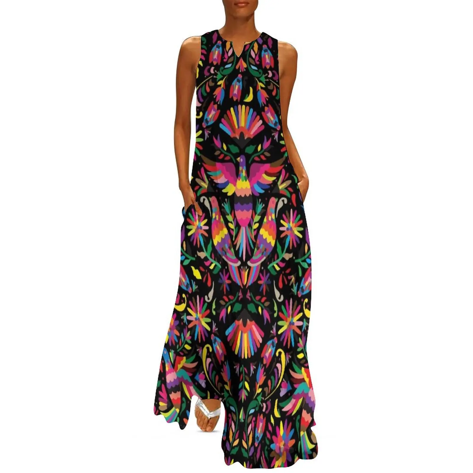 

Mexico Otomi Long Dress beach dress long dress women dresses summer Female