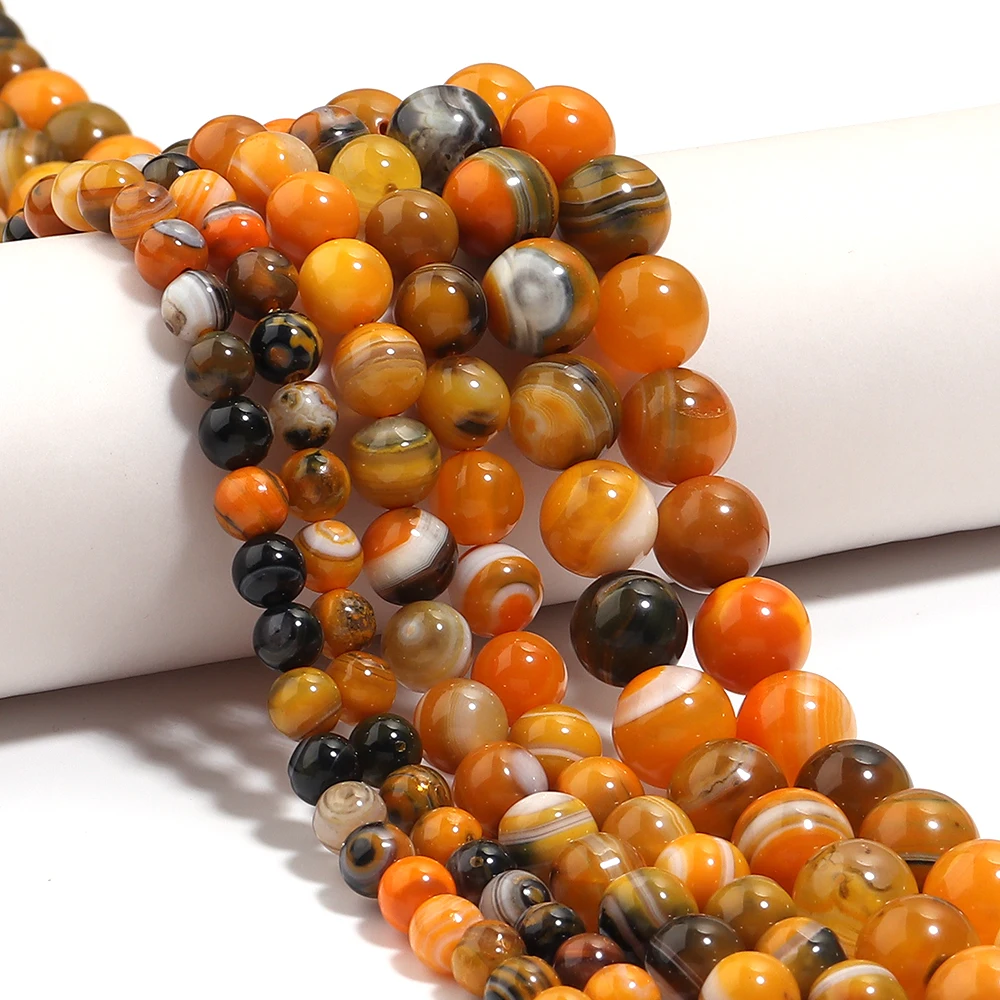 1Strand Bumblebee Stripe Agate Stone Beads Yellow Semi-Precious Stone Beads Loose Beads For Jewelry Making DIY Necklace Bracelet