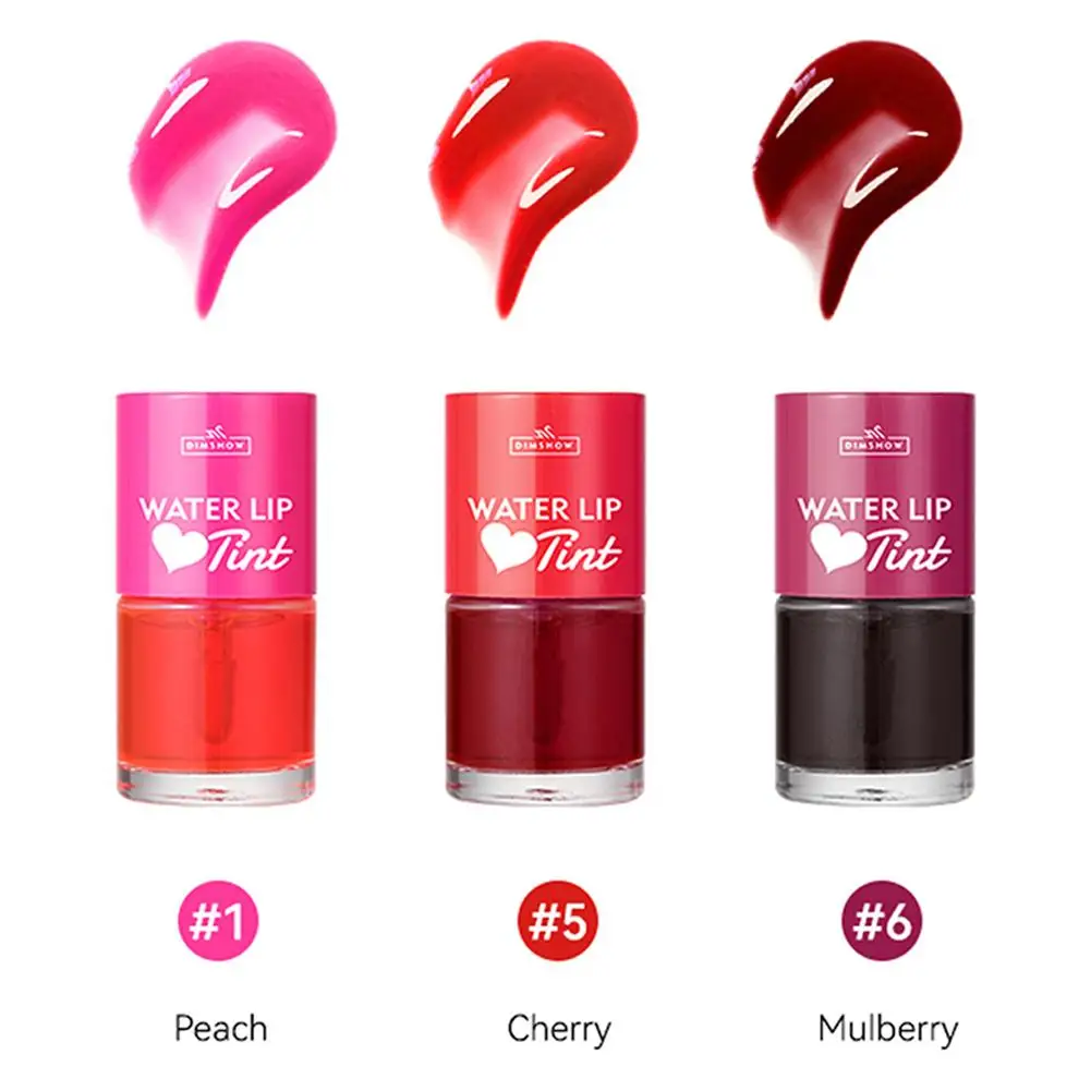 Vivid Color Water Lip Stain, Moisturizing Strawberry Cherry Lip Gloss for Women,  Long Lasting Waterproof Non-Stick Cup Lip Tint