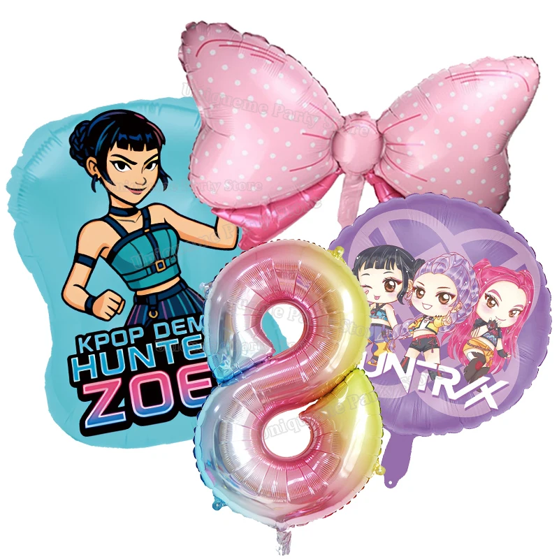 مجموعة بالونات Kpop Demon Hunters Number لتزيين حفلات أعياد الميلاد والفيلم والبنات من الألومنيوم للأطفال والحفلات المفضلة لديكور المنزل #3