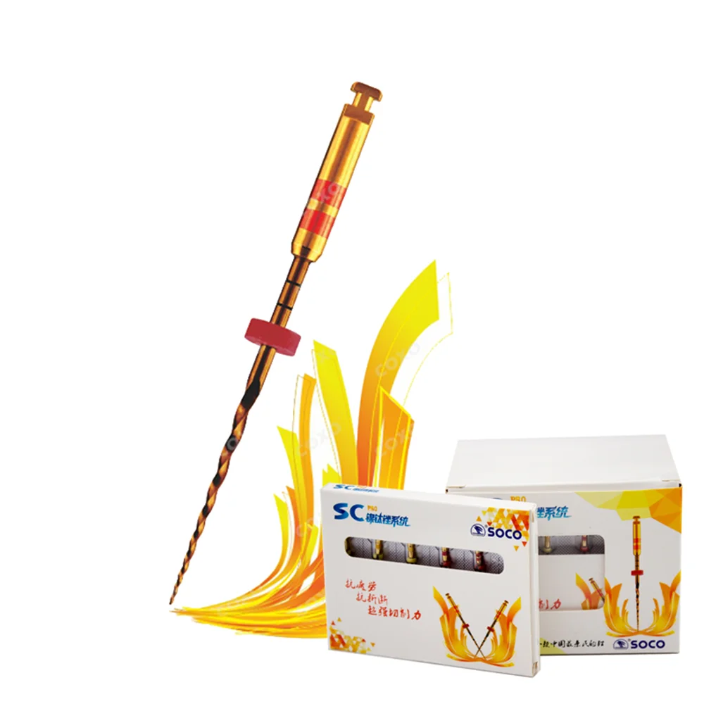 6 pçs/caixa SOCO Pro arquivo de canal radicular dental arquivo rotativo de níquel-titânio ativado por calor