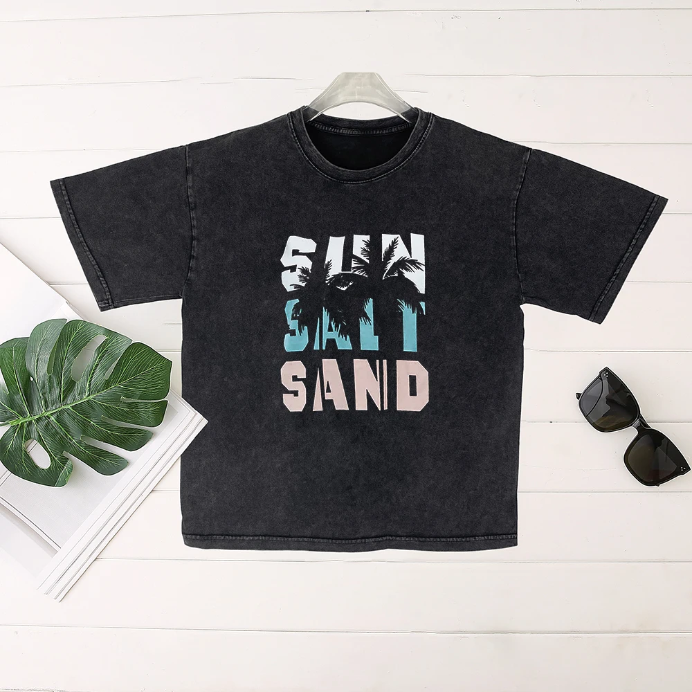 

Seeyoushy SUN SALT SAND 2023 Summer New Women's T-shirt Fun Printed Women's Top Y2K Aesthetic Streetwear Casual Holiday Clothing