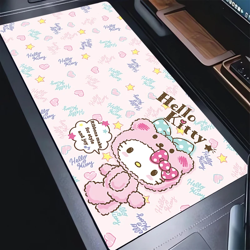 Muismat PC Kawaii Gamer Kast Muismat Hallo Cartoon K-kitty Kat Toetsenbord Pad Laptop Roze Anime Patroon Uitgebreide Desktop Mat