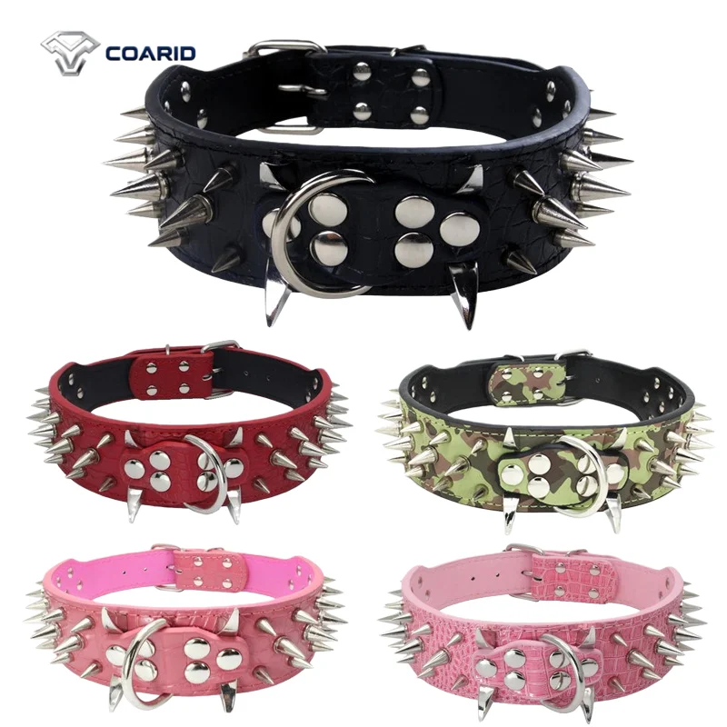 

Dog Collar Spikes Rivets Dog Collar Pet Supplies Medium and Large Anti-Bite Decorative PU Neck Ring