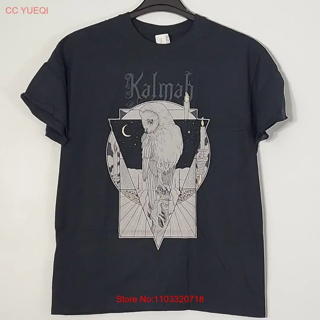 KALMAH Palo L LARGE Официальная футболка Черная мужская группа с логотипом винтажный стираный эластичный топ для повседневной носки дизайнерская одежда