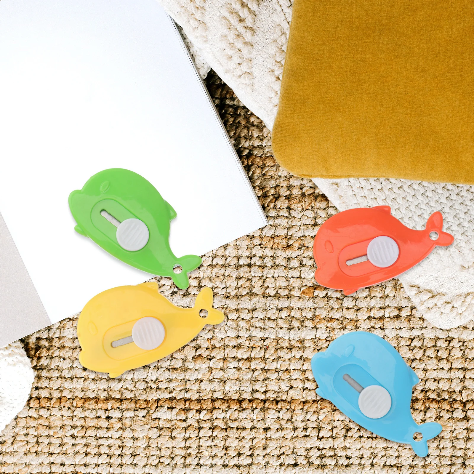 20 قطعة أداة سلامة صغيرة على شكل الحوت شفرة صلبة للمغلف حزمة صندوق القاطع مكتب مستودع المدرسة استخدام الفن