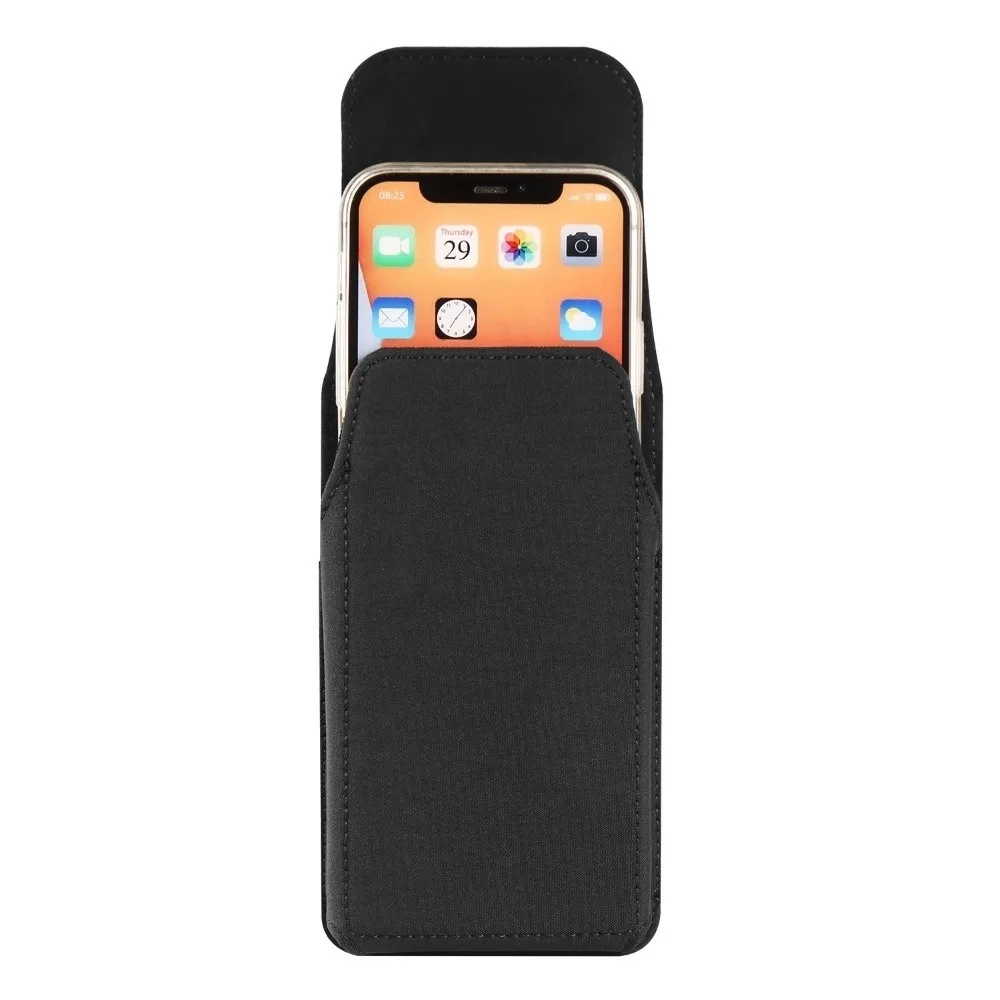 Coin Purse With Hook Mobile Phone Pouch Single-layer Waterproof Phone Belt Clip Bag Black Vertical Phone Belt Hanging Pouch Men view 5