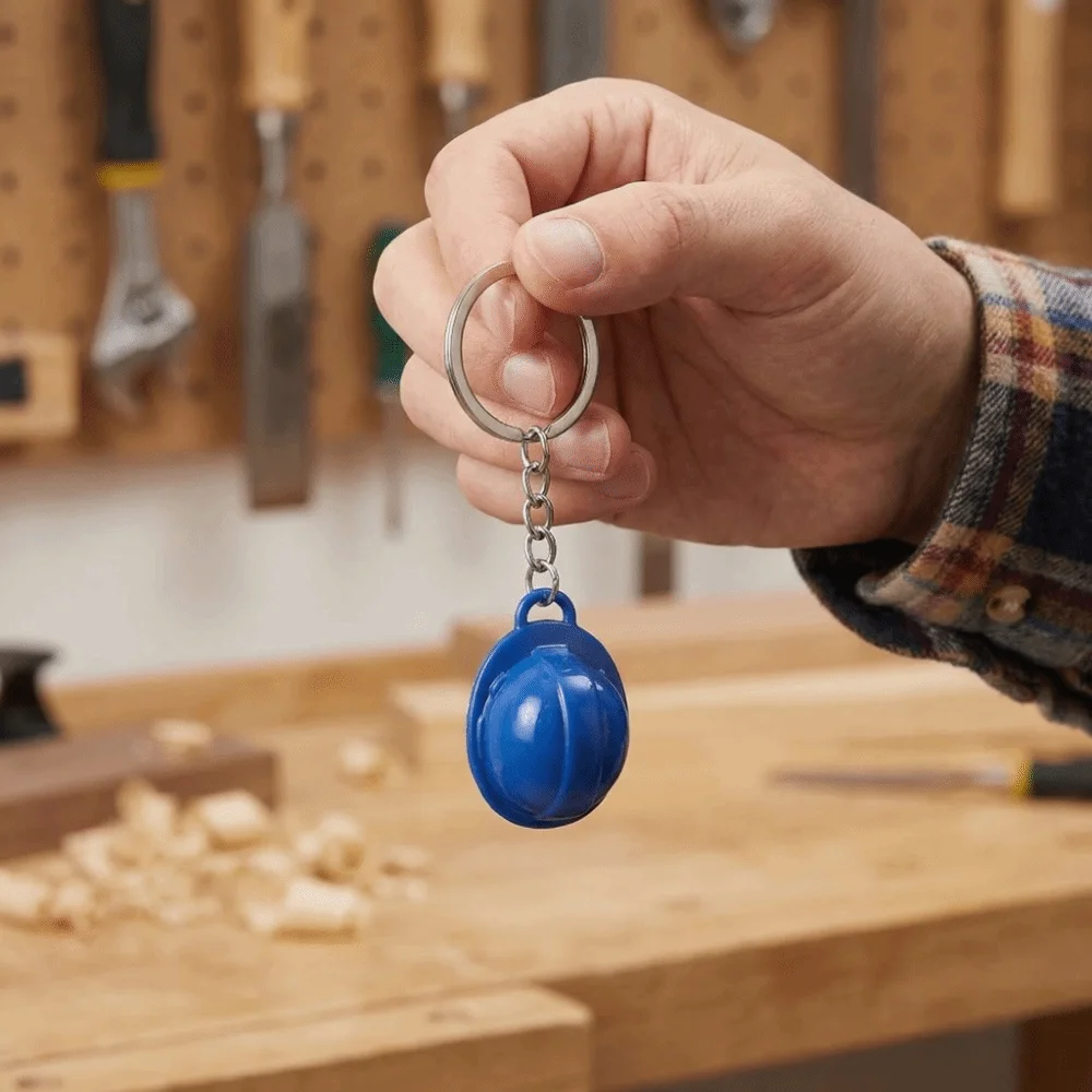 Best Wishes Funny Safety Helmet Keychain Ornaments Creative Hard Hat Pendant Mini Friendship Bag Hanging Key Decor