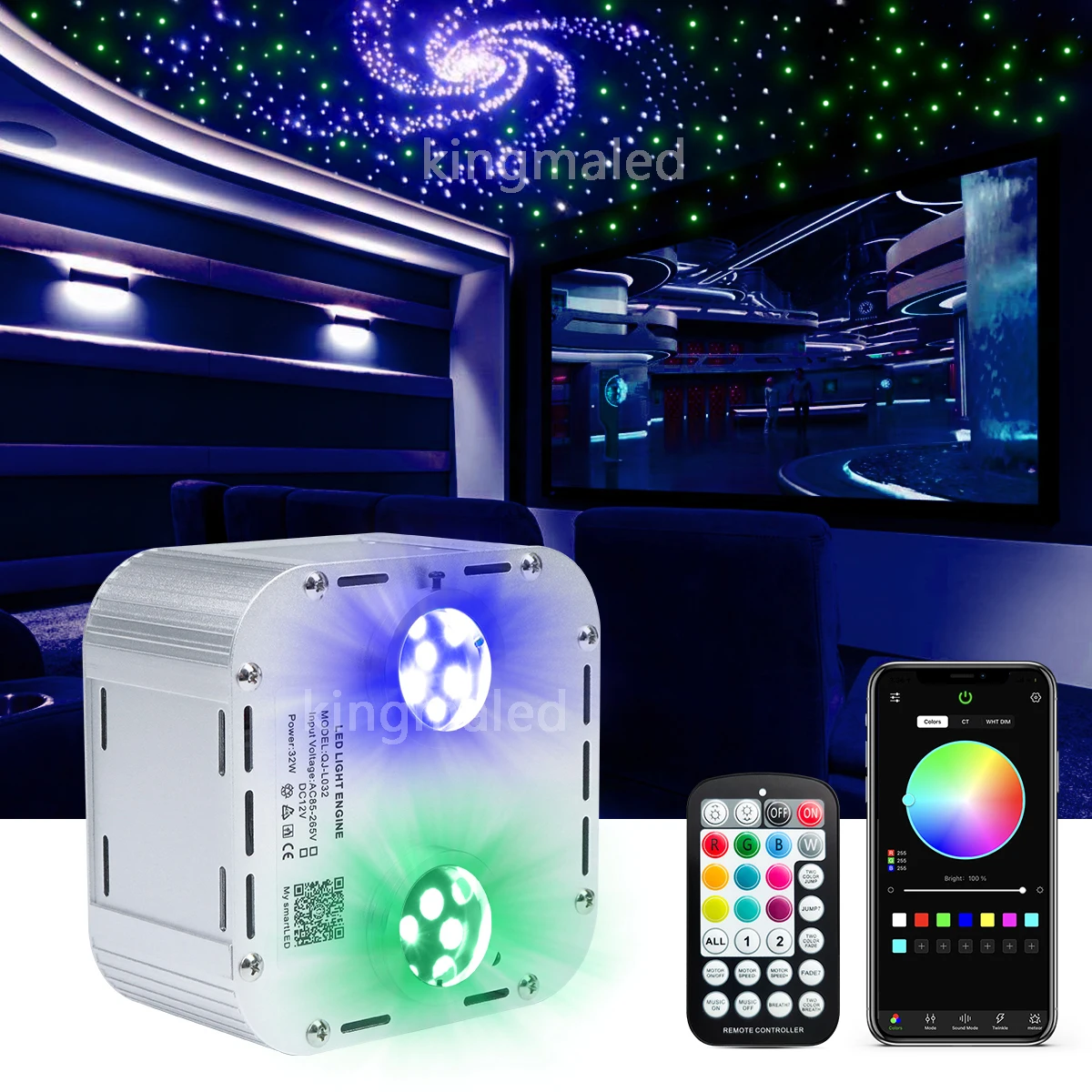 

Twinkle 32W RGBW Double Heard Fibre Optic Star Light Car Starry Sky Ceiling Fiber Optic Light for All kinds of Fiber Optic Cable